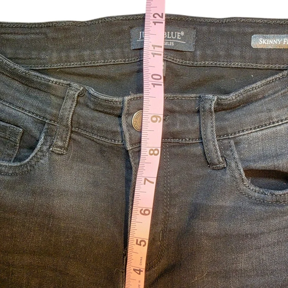 Judy Blue Black Skinny Fit Jeans Shark Bite Fray Raw Hem‎ Womens 7/28